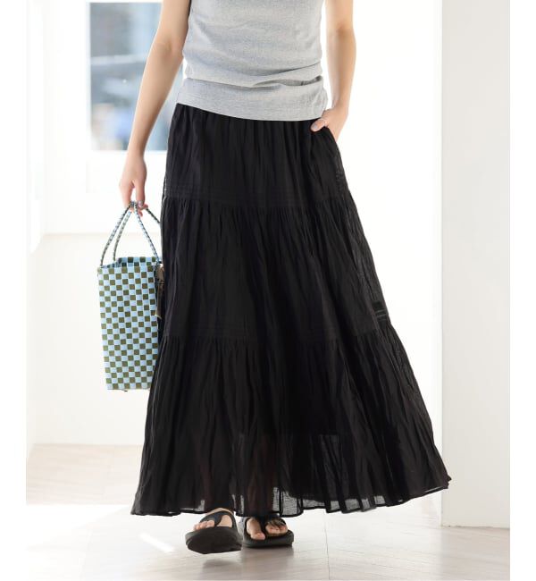 JOURNAL STANDARD relume「《WEB限定追加予約》コットンボイルクリンクルティアードスカート」|スカート|ブラック