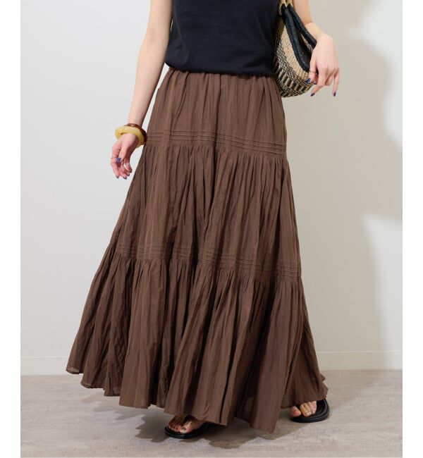 JOURNAL STANDARD relume「《WEB限定追加予約》コットンボイルクリンクルティアードスカート」|スカート|ブラウン