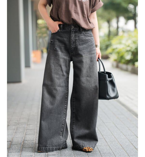 Spick and Span「5 1/2 BAGGY DENIM (Black）」|デニム|