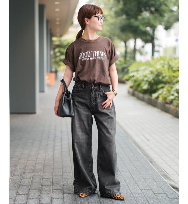 Spick and Span「5 1/2 BAGGY DENIM (Black）」|デニム|