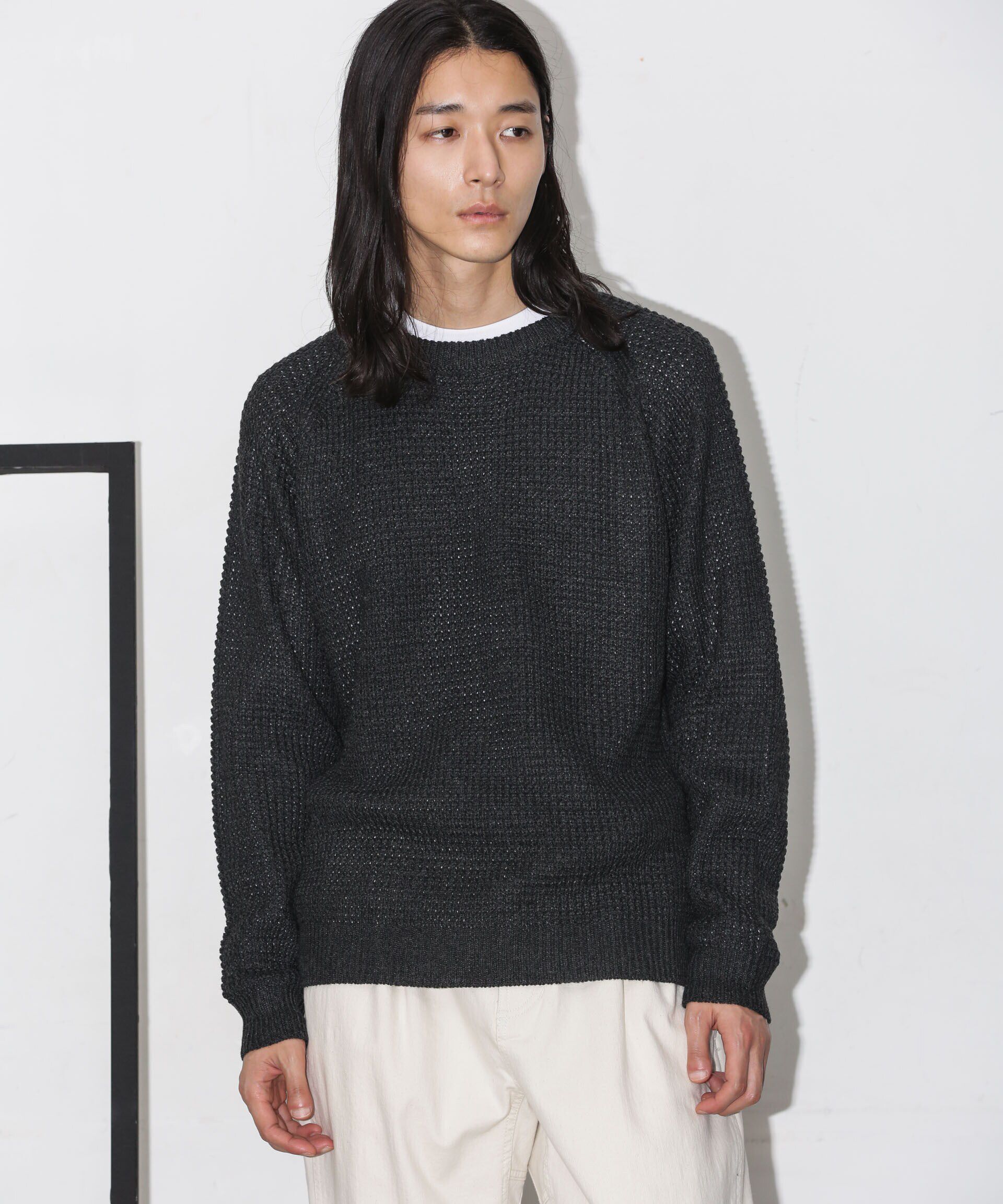 nano･universe「ワッフルラグランニット」|ニット・セーター|