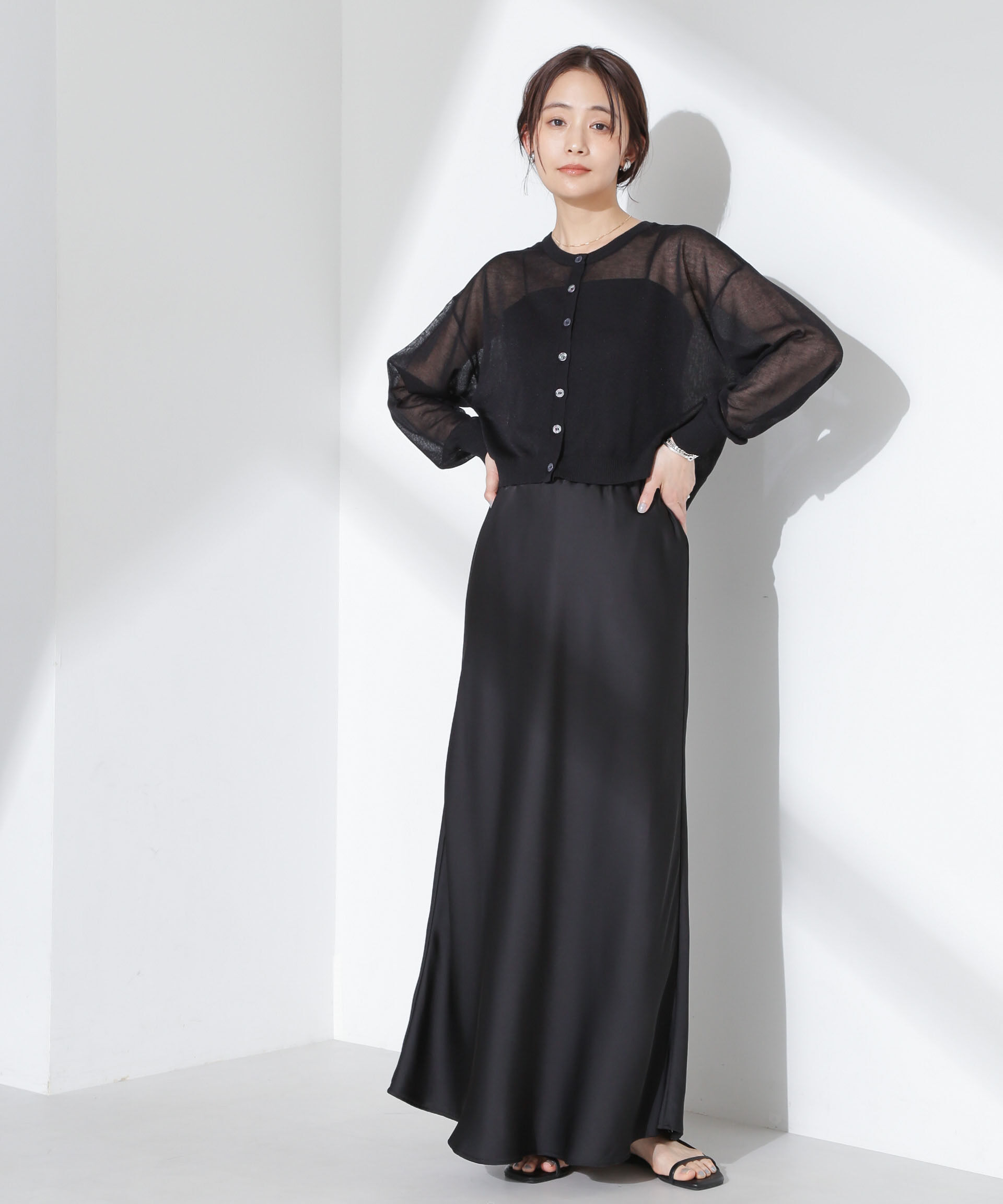 nano･universe「サテンフレアスカート」|スカート|