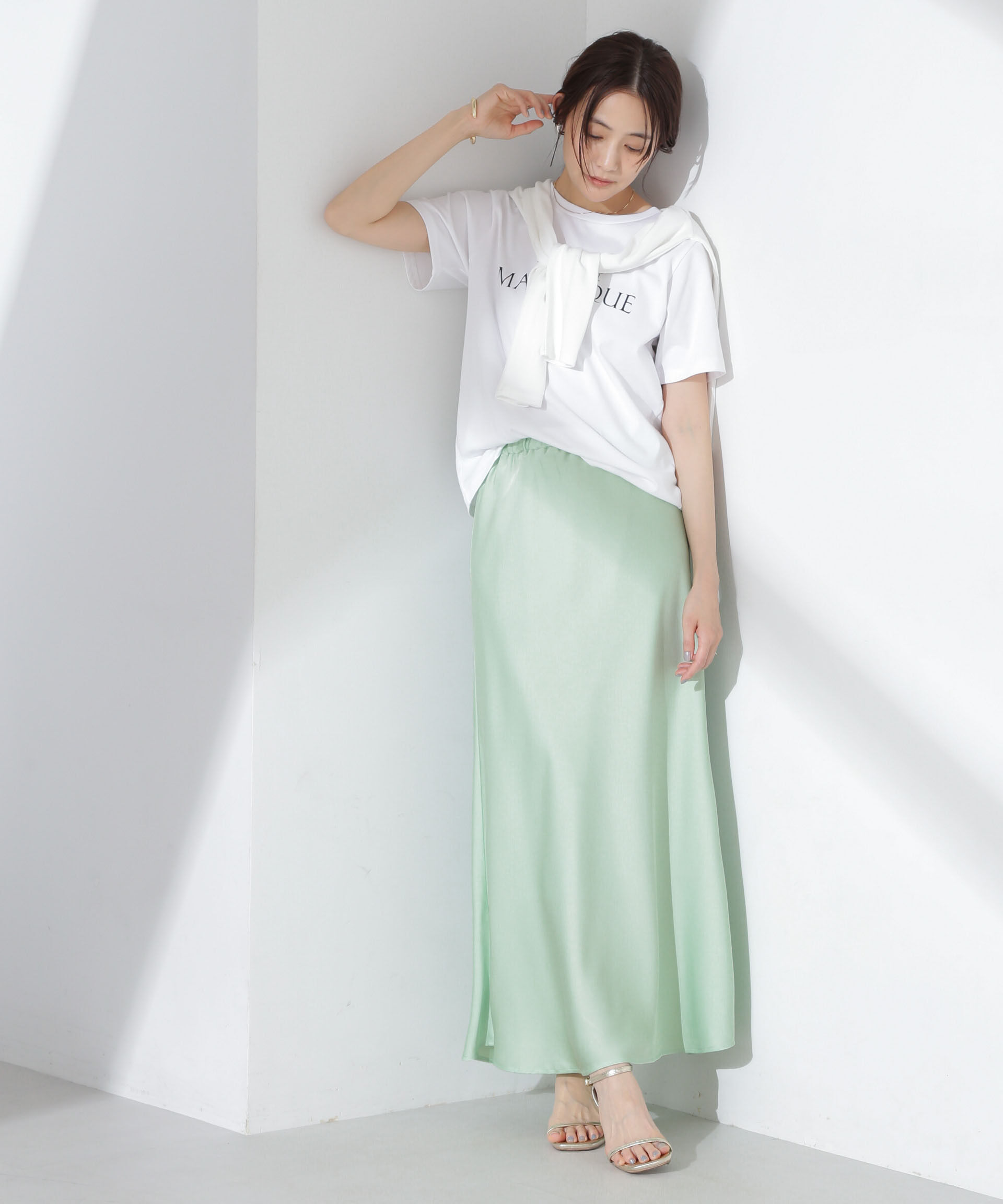 nano･universe「サテンフレアスカート」|スカート|