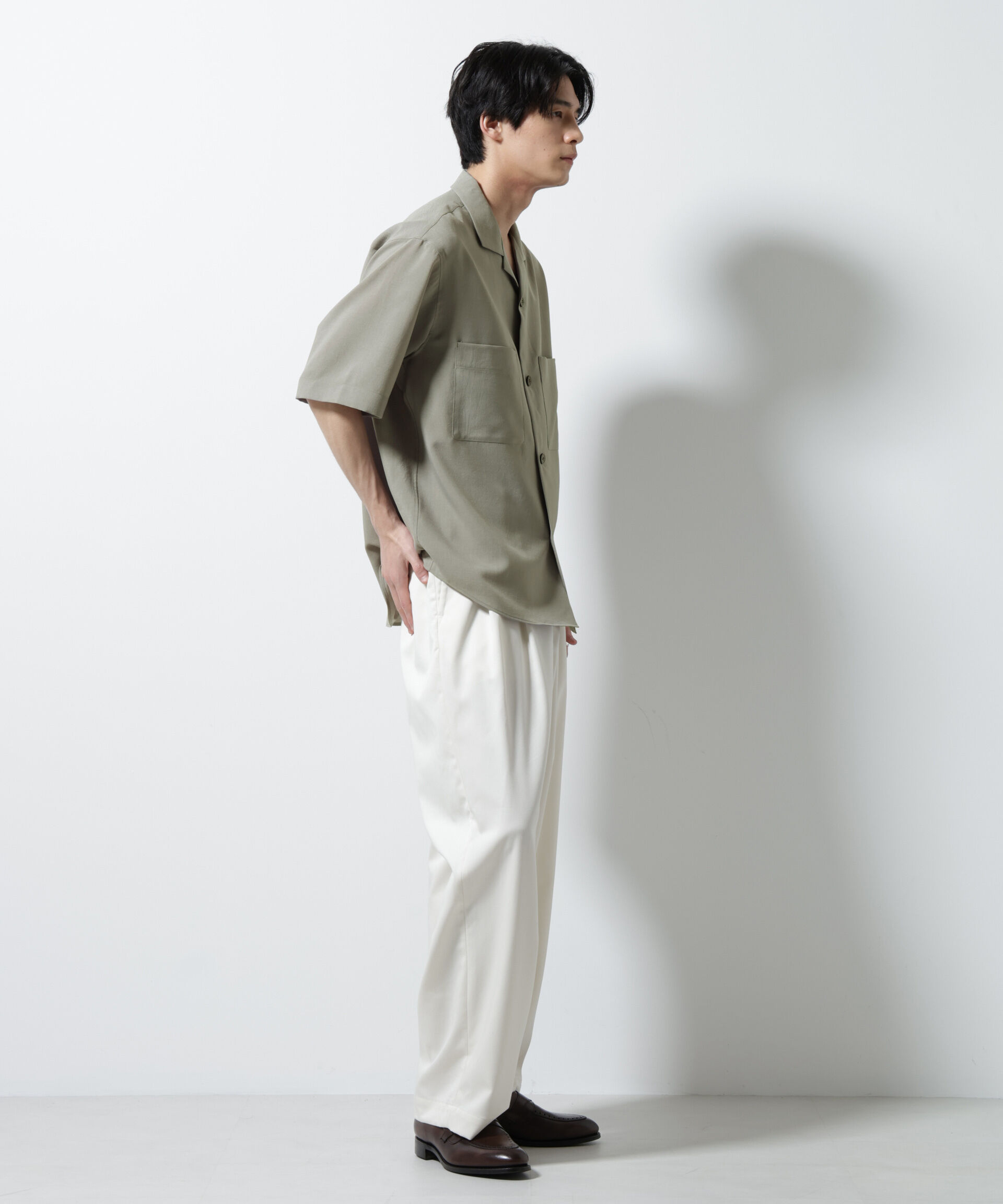 nano･universe「メランジドライオープンカラーシャツ（セットアップ可）」|シャツ・ブラウス|