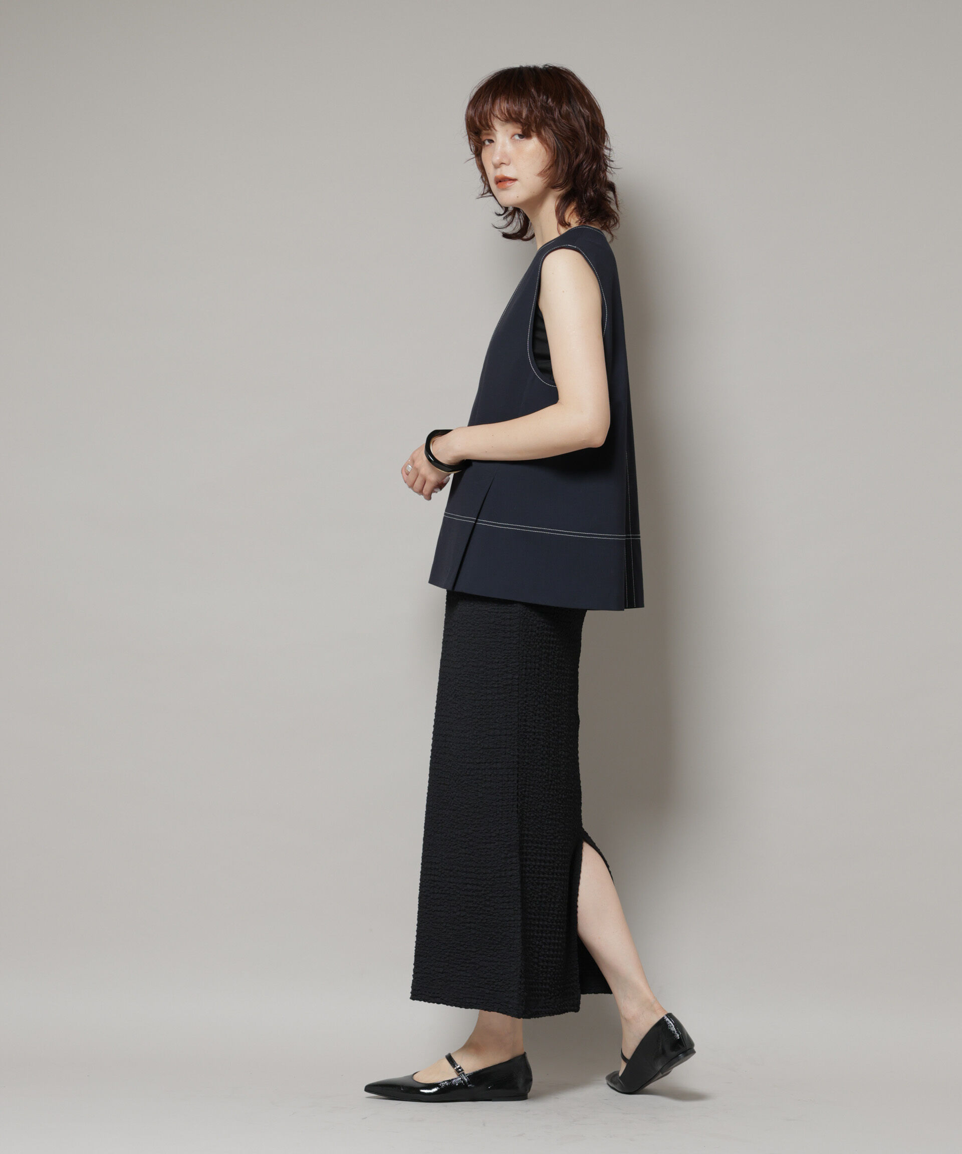 nano･universe「ドライウェザーストレッチバイカラーステッチベスト(セットアップ可)」|シャツ・ブラウス|