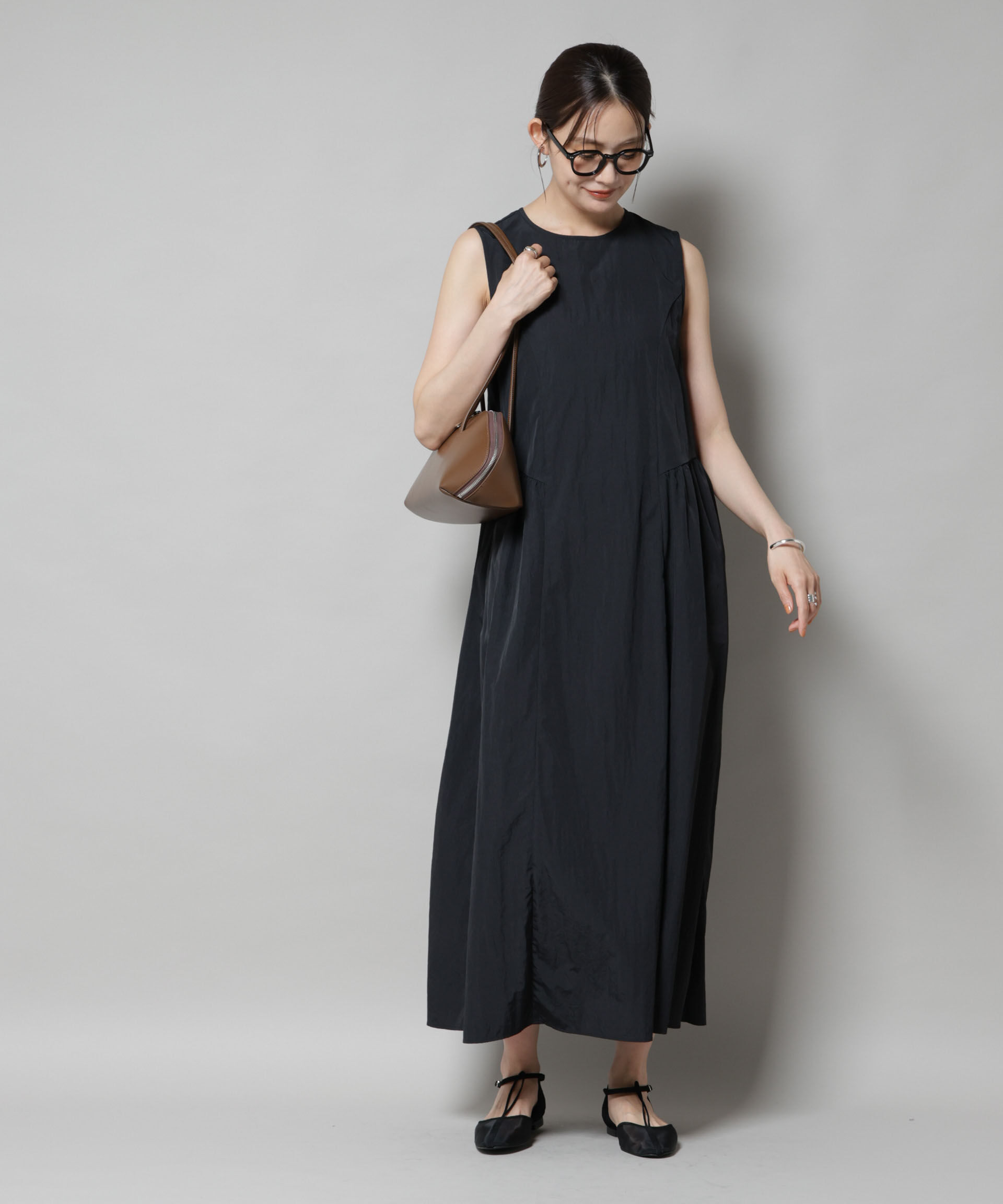 nano･universe「サイドギャザーナイロンワンピース」|ワンピース|