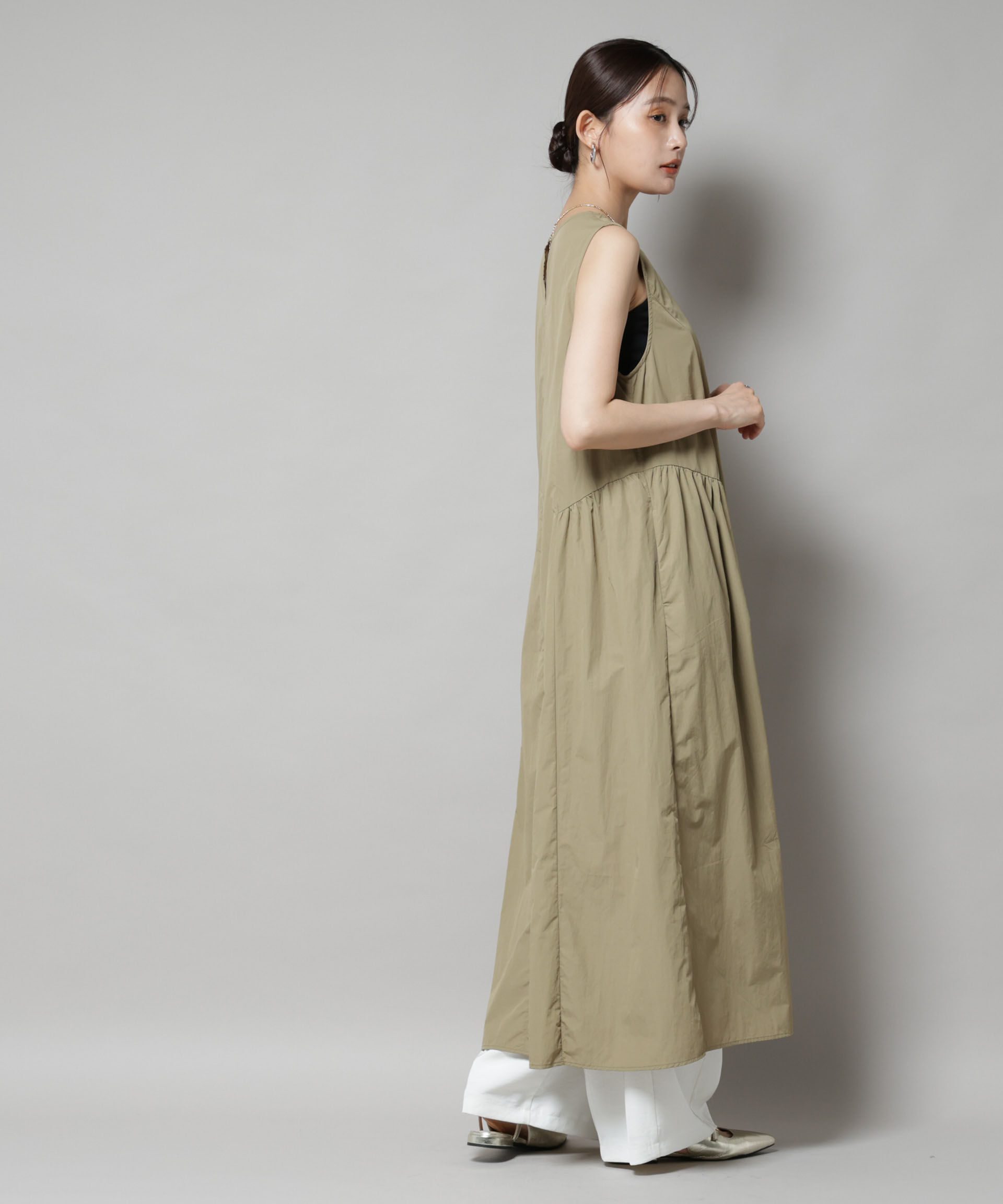 nano･universe「サイドギャザーナイロンワンピース」|ワンピース|