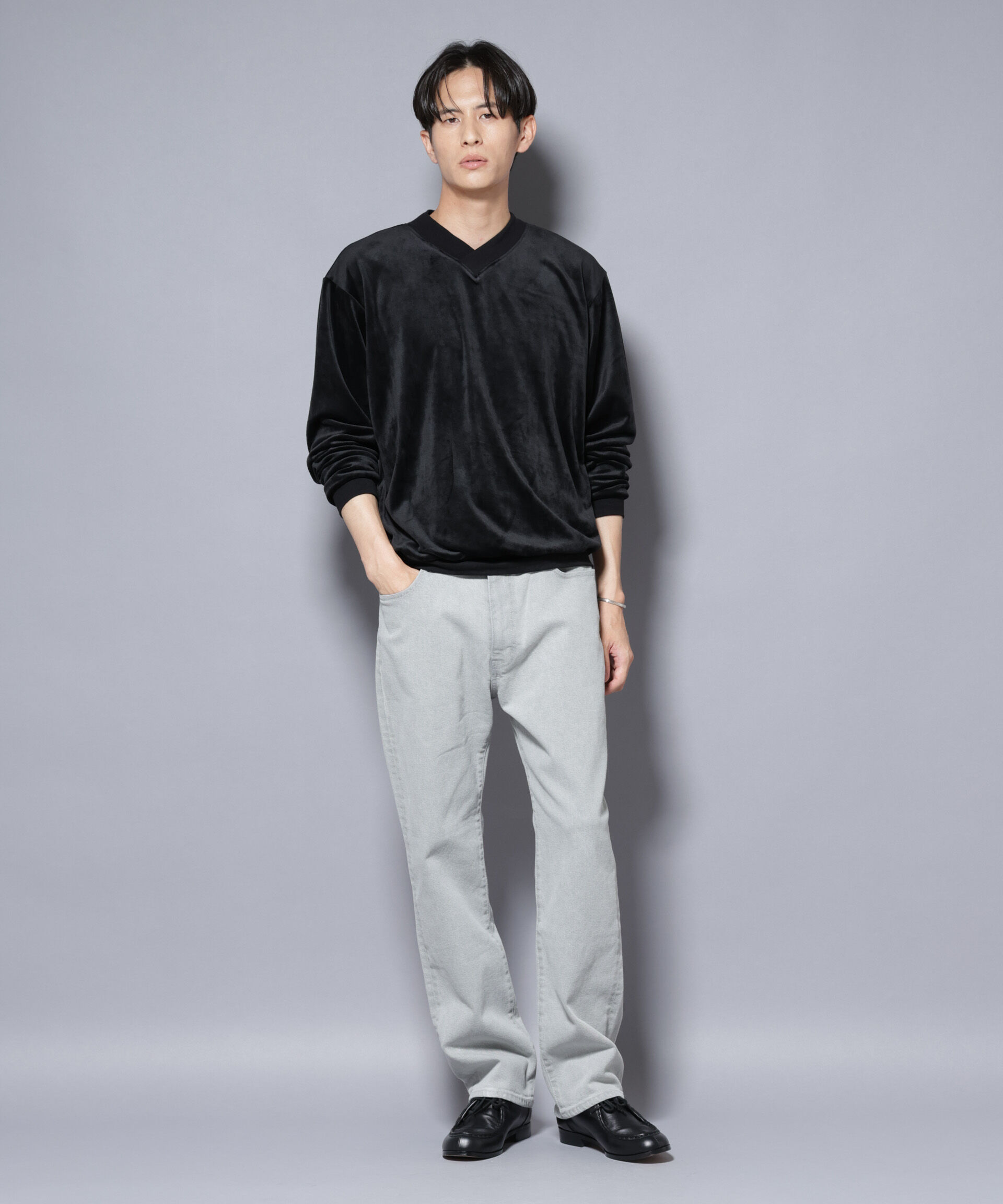 nano･universe「ベロアプルオーバー Vネックスウェット」|Tシャツ・カットソー|