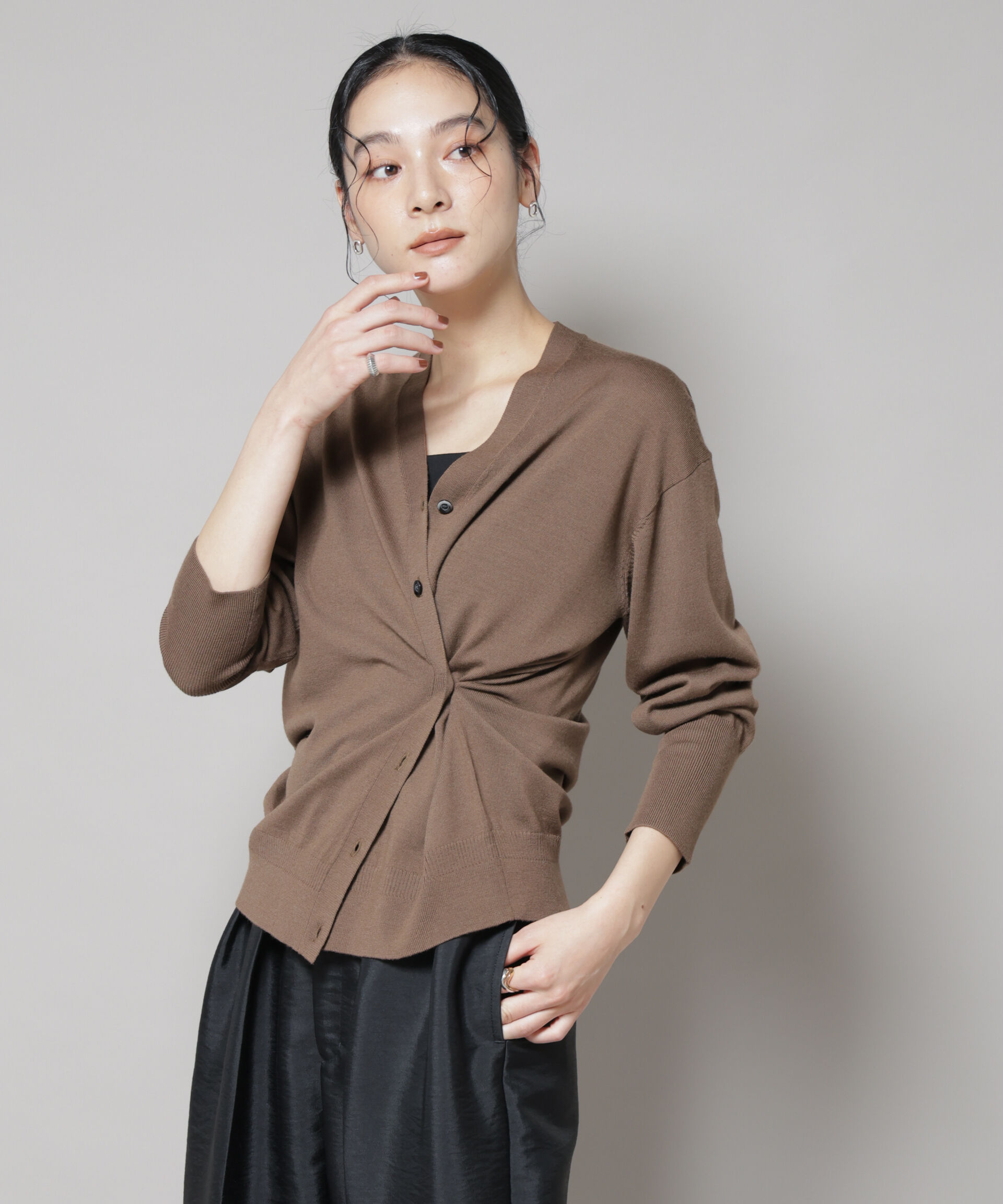 nano･universe「毛玉レスニット2wayカシュクールカーディガン」|ニット・セーター|