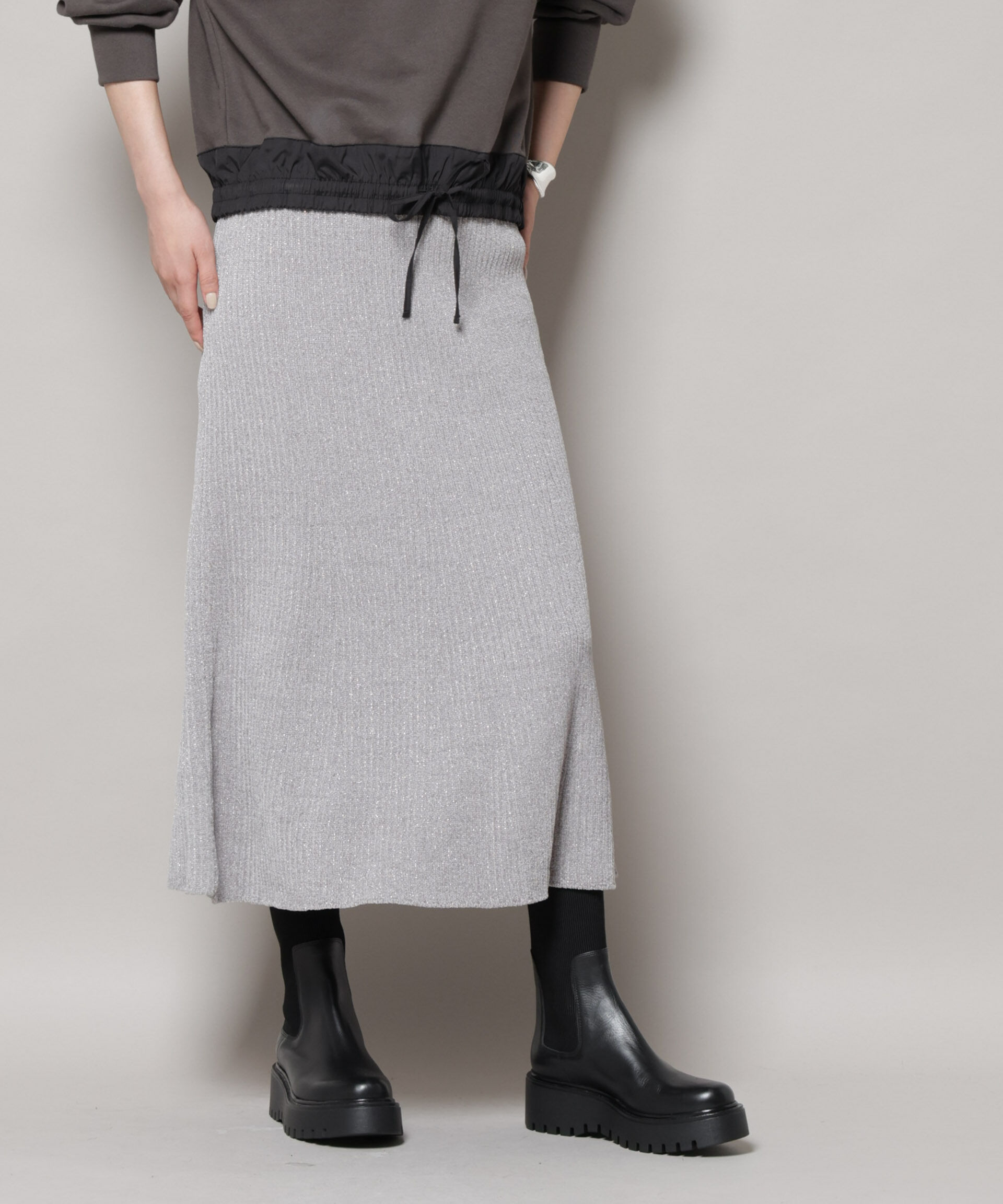 nano･universe「ラメモールワイドリブマーメイドニットスカート(セットアップ可)」|スカート|