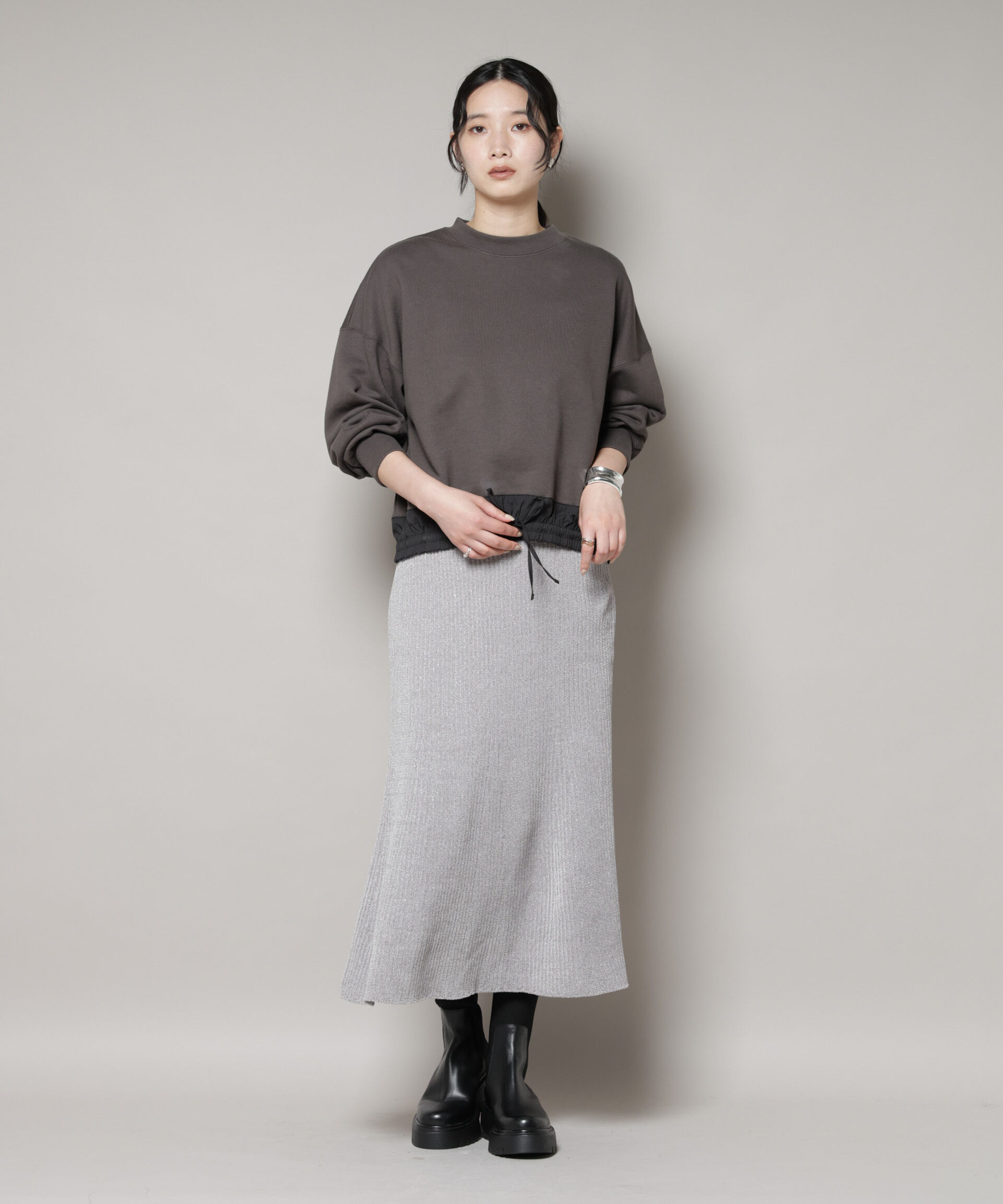 nano･universe「ラメモールワイドリブマーメイドニットスカート(セットアップ可)」|スカート|