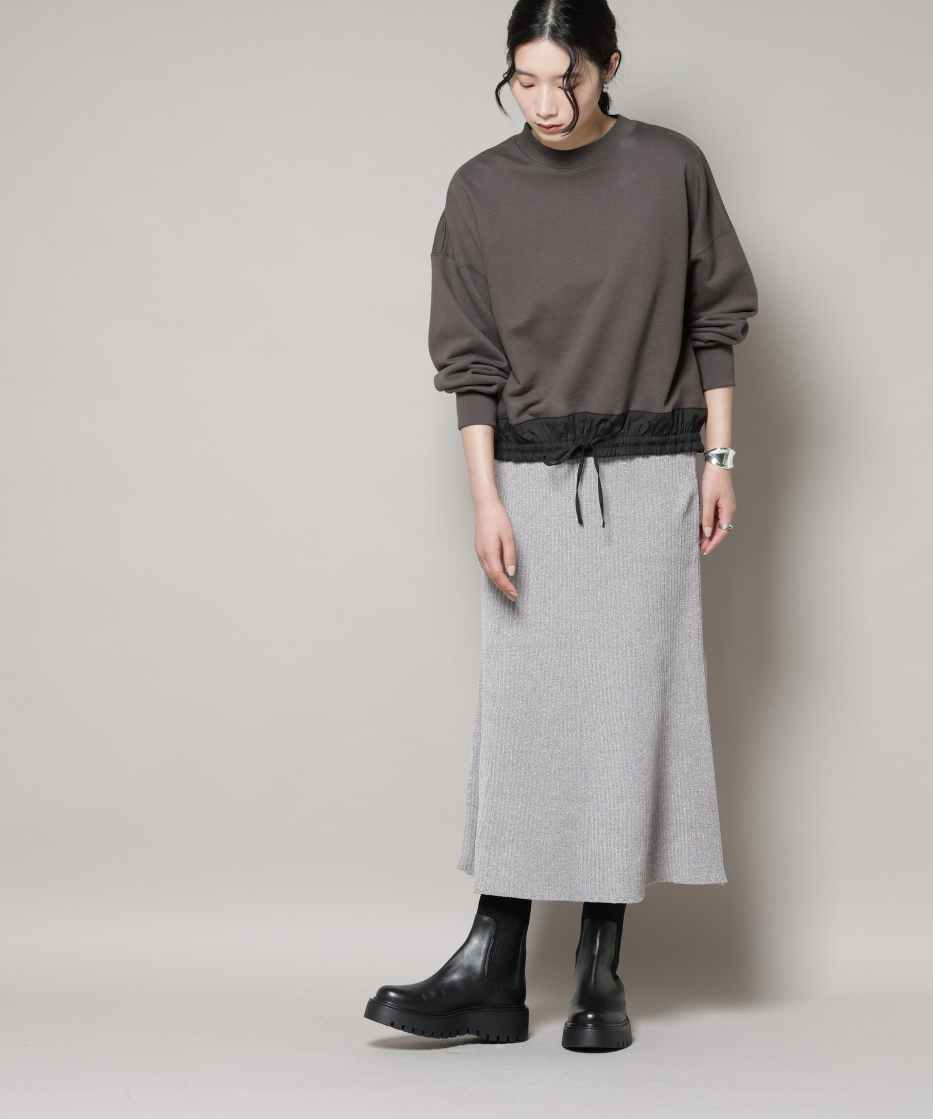 nano･universe「ラメモールワイドリブマーメイドニットスカート(セットアップ可)」|スカート|