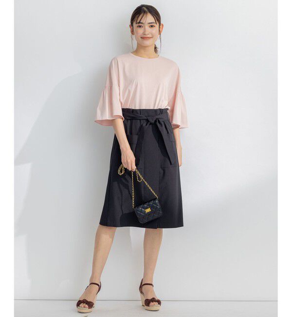 組曲「【ベルト付】リネン混オックスストレッチ キュロットパンツ」|キュロット|