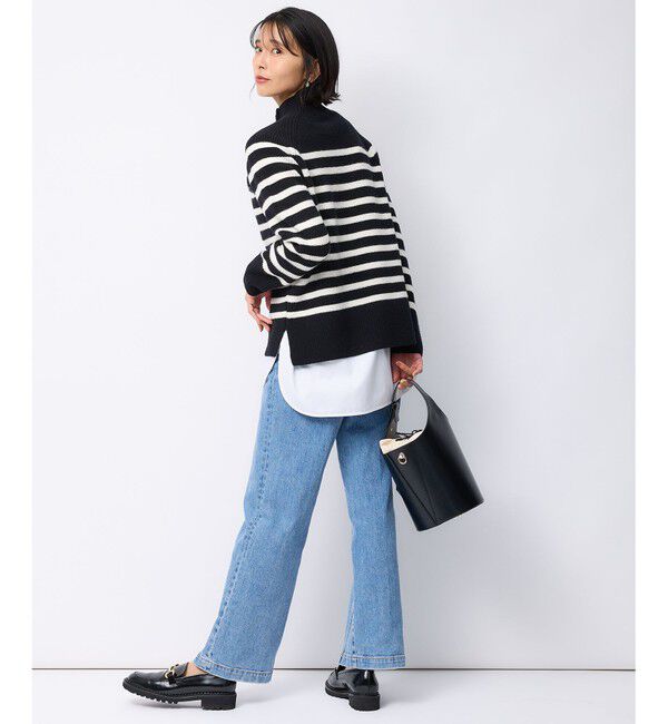 23区「【洗える】ウールカシミヤ パネルボーダー ニット」|ニット・セーター|