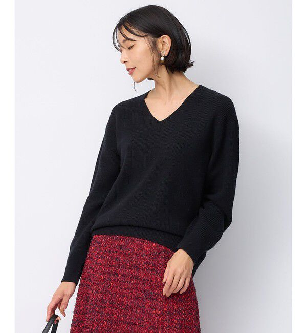 23区「【洗える】ウールカシミヤ Vネック ニット」|ニット・セーター|ブラック系