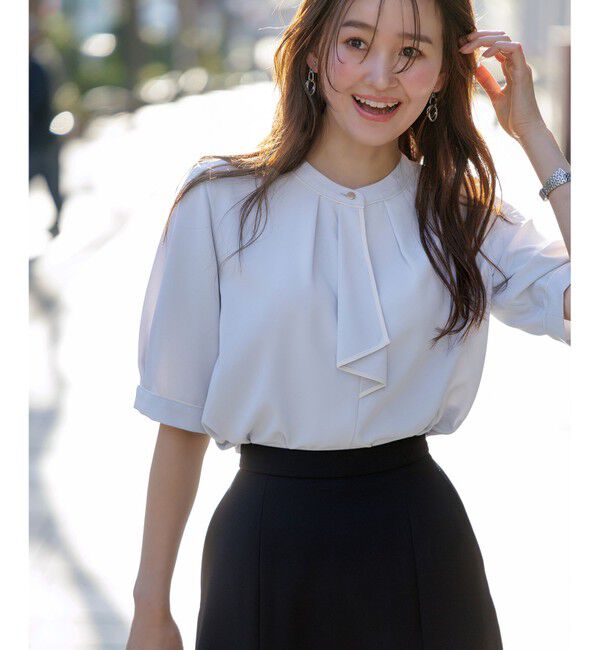 ANY SIS「【洗える】バイカラーラッフルボウ ブラウス」|シャツ・ブラウス|