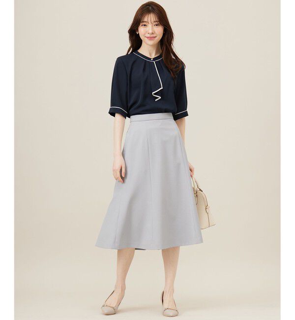 ANY SIS「【洗える】バイカラーラッフルボウ ブラウス」|シャツ・ブラウス|