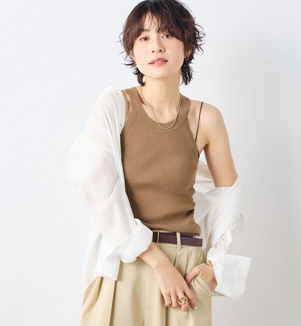 NOLLEY'S sophi「《アンサンブル対応》《手洗い可能》イタリー糸ホルターネックタンクトップ」|タンクトップ|ブラウン