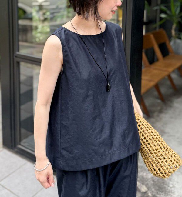 NOLLEY'S「エクセルテックタンブラーノースリーブブラウス」|シャツ・ブラウス|ネイビー