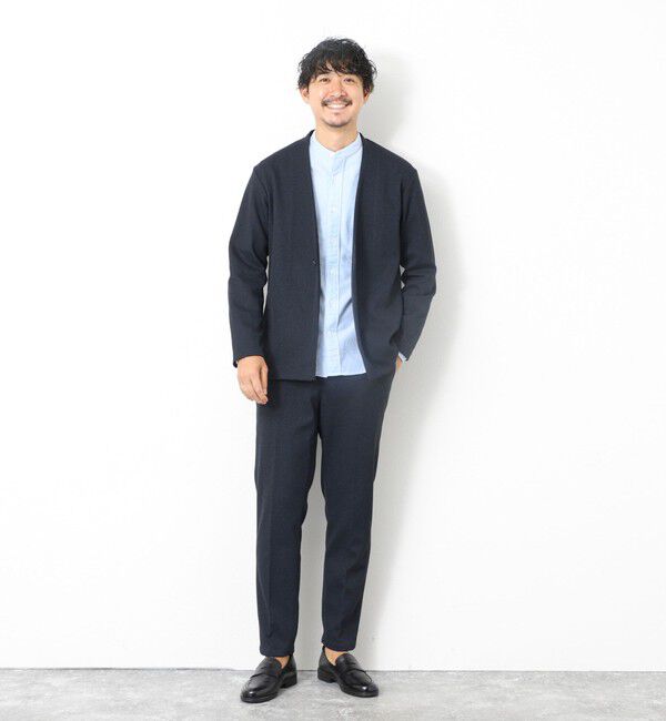 NOLLEY'S goodman「《ビジカジ/セットアップ対応》【尾州】先染めウォッシャブルノーカラーカーディガンジャケット 25AW」|ノーカラージャケット|