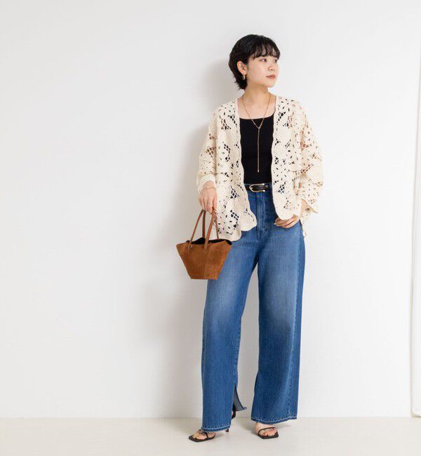 Rie Miller「《手洗い可能》レース刺繍7分袖ボレロ」|カーディガン|