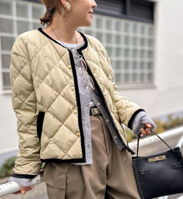 NOLLEY'S「【TAION&times;LIMONTA】別注ベロアパイピングショートダウン」|ダウン|ベージュ