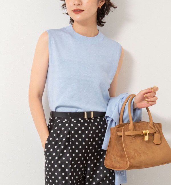 NOLLEY'S sophi「《アンサンブル対応》《手洗い可能》W混ラメハイネックプルオーバーニット」|ニット・セーター|サックス