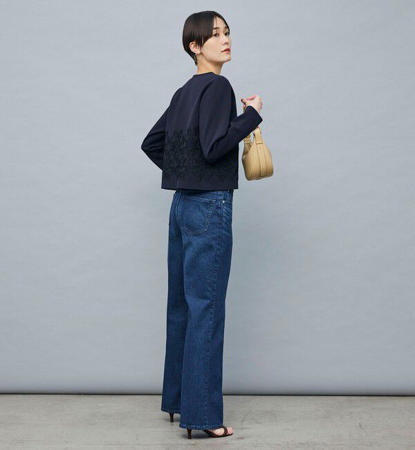 NOLLEY'S「レース付きクルーネックカーディガン」|カーディガン|