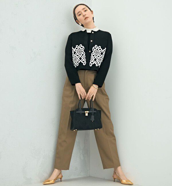 NOLLEY'S「レース付きクルーネックカーディガン」|カーディガン|