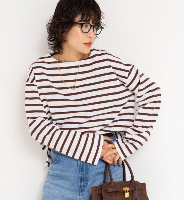 Rie Miller「BIGマリンボーダーボートネックプルオーバーカットソー」|Tシャツ・カットソー|