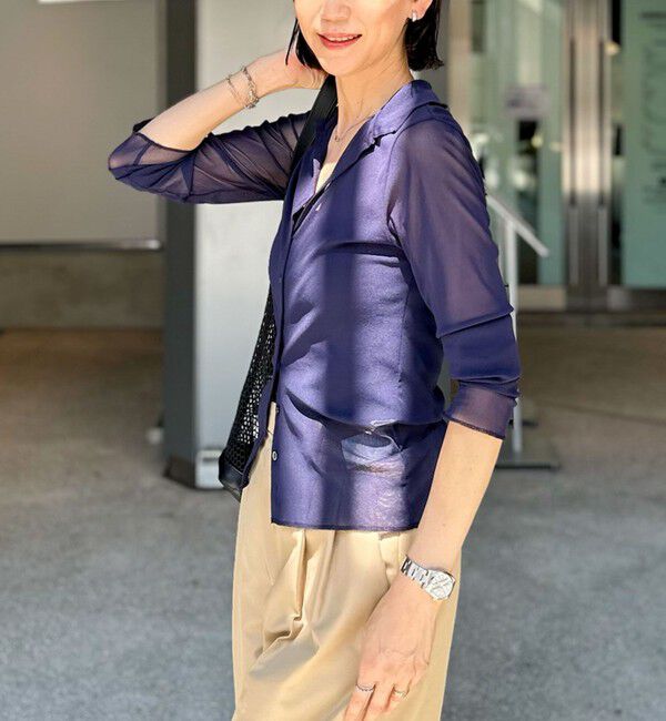 NOLLEY'S「チュール衿付きカットカーディガン」|カーディガン|