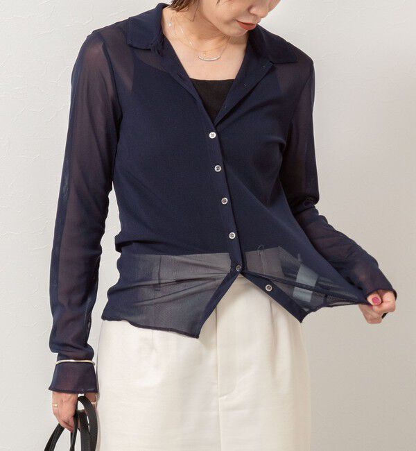 NOLLEY'S「チュール衿付きカットカーディガン」|カーディガン|