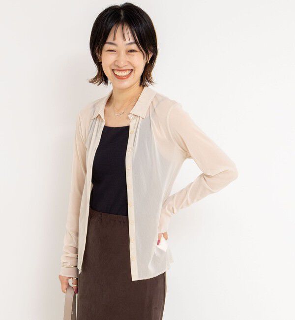 NOLLEY'S「チュール衿付きカットカーディガン」|カーディガン|