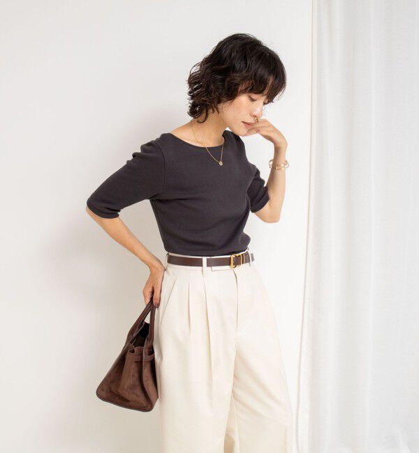 NOLLEY'S「ベアテレコ5分袖2WAYプルオーバーカットソー」|Tシャツ・カットソー|