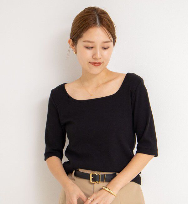 NOLLEY'S「ベアテレコ5分袖2WAYプルオーバーカットソー」|Tシャツ・カットソー|