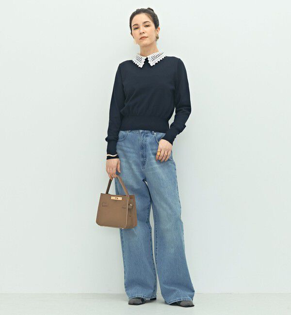 NOLLEY'S「《手洗い可能》襟レース2WAYプルオーバーニット」|ニット・セーター|