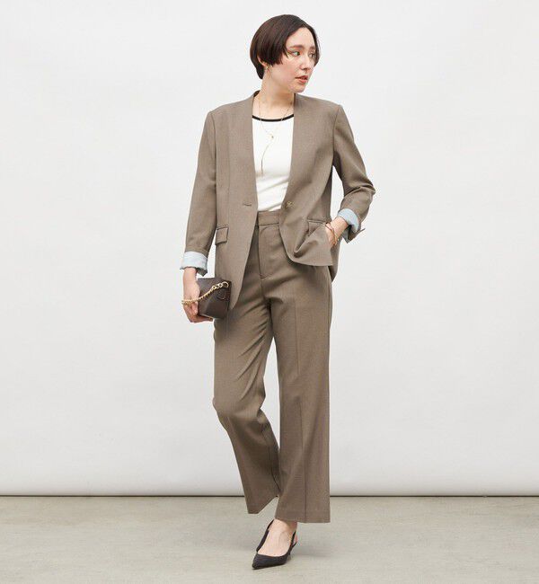 NOLLEY'S sophi「【WEB STAFF守屋☆別注】《セットアップ対応》ウォッシャブルソフトシャンブレーノーカラージャケット」|ノーカラージャケット|