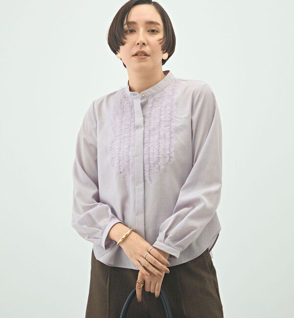 NOLLEY'S「ウォッシャブル前チュールフリルブラウス」|シャツ・ブラウス|ラベンダー