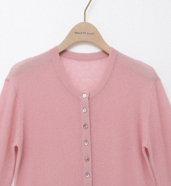 NOLLEY'S sophi「カシミヤ混ガーゼ風リブクルーネックミディ丈カーディガン」|カーディガン|