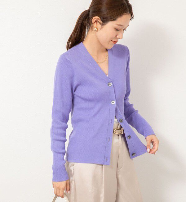 NOLLEY'S「《手洗い可能》16GマレーリブVネックカーディガン」|カーディガン|