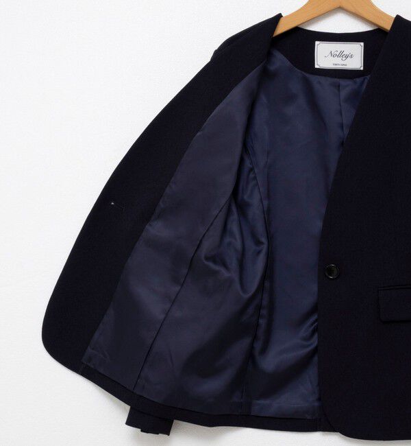 NOLLEY'S「《セットアップ対応》ウォッシャブルサージストレッチVネックジャケット」|ノーカラージャケット|