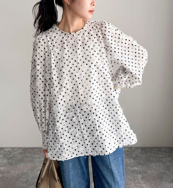 fredy emue「3D刺繍ドットチュニックブラウス」|シャツ・ブラウス|ホワイト系その他