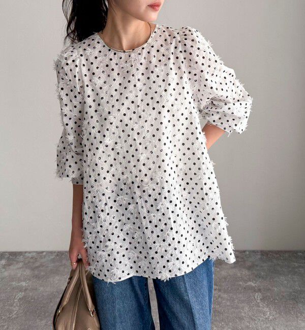 fredy emue「3D刺繍ドットチュニックブラウス」|シャツ・ブラウス|