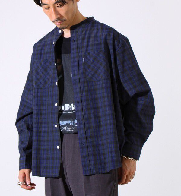 GLOSTER「【GLOSTER/グロスター】T/Cブロード バンドカラーシャツ（ギンガム/タータン）」|シャツ・ブラウス|