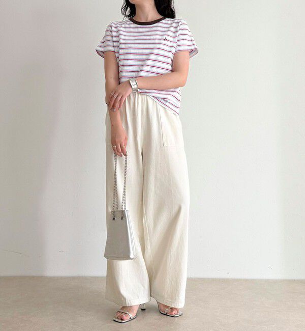 fredy emue「ボーダー/無地ワンポイントロゴコンパクトTシャツ」|Tシャツ・カットソー|