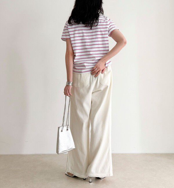 fredy emue「ボーダー/無地ワンポイントロゴコンパクトTシャツ」|Tシャツ・カットソー|