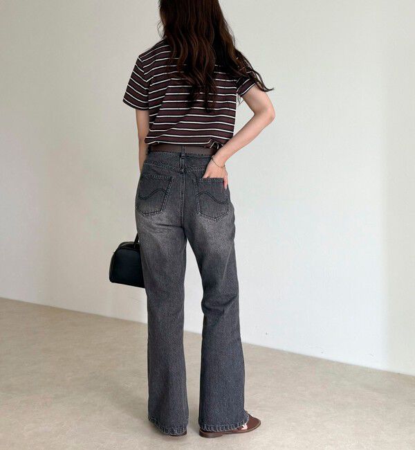 fredy emue「ボーダー/無地ワンポイントロゴコンパクトTシャツ」|Tシャツ・カットソー|