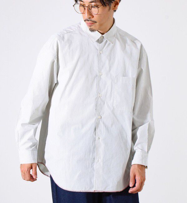 GLOSTER「【裾ステッチで差がつく】ストライプオーバーシャツ」|シャツ・ブラウス|