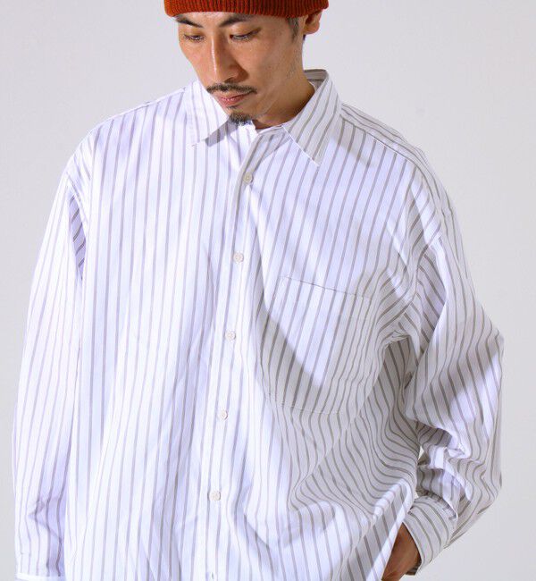 GLOSTER「【裾ステッチで差がつく】ストライプオーバーシャツ」|シャツ・ブラウス|