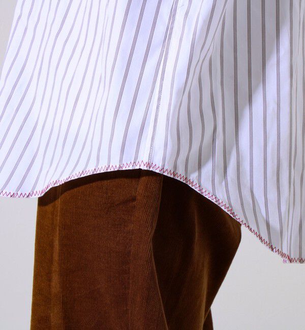 GLOSTER「【裾ステッチで差がつく】ストライプオーバーシャツ」|シャツ・ブラウス|